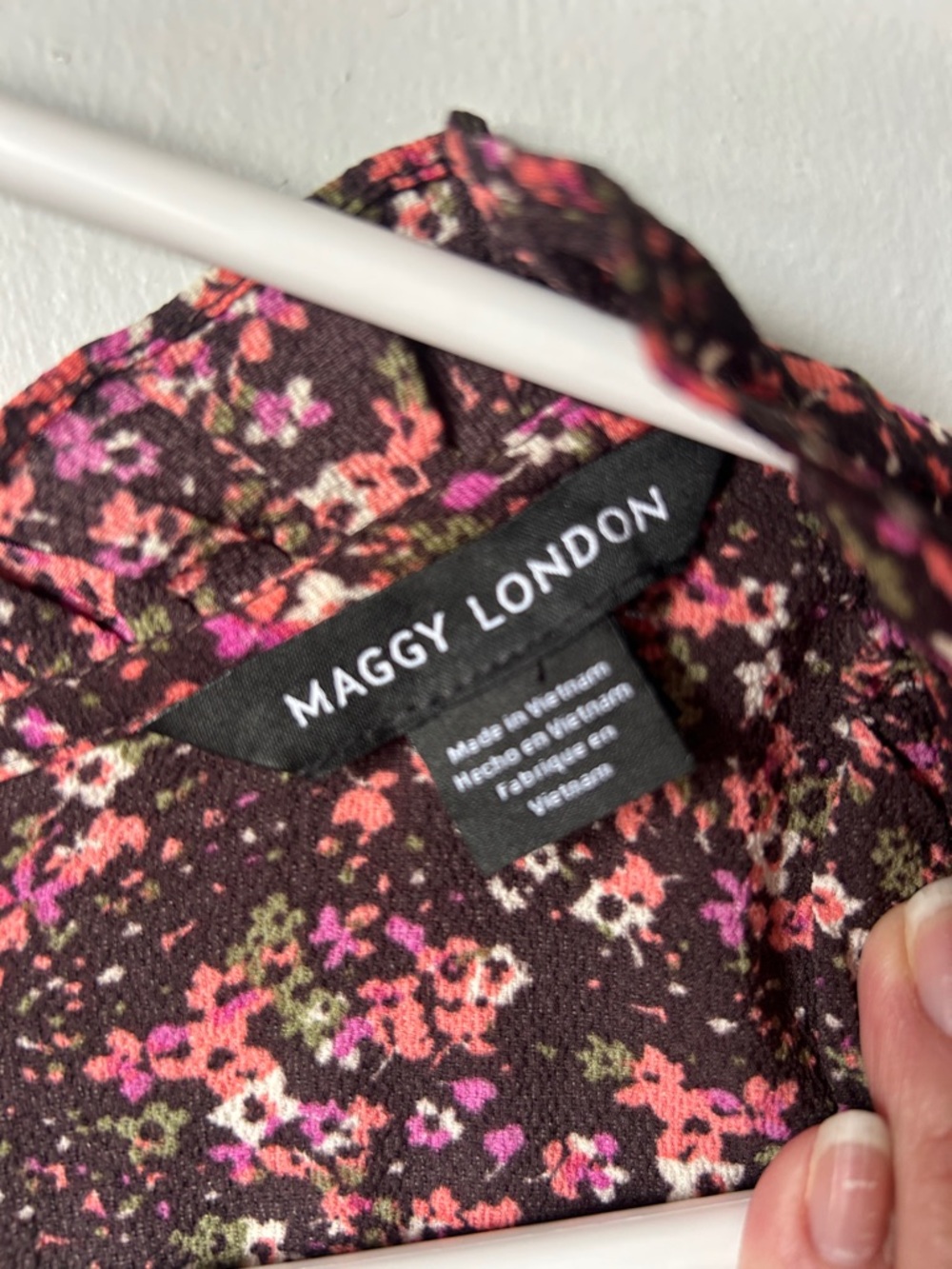 Maggy London Brown Wrap Style Midi Dress with  Floral Print - Picture 6 of 7